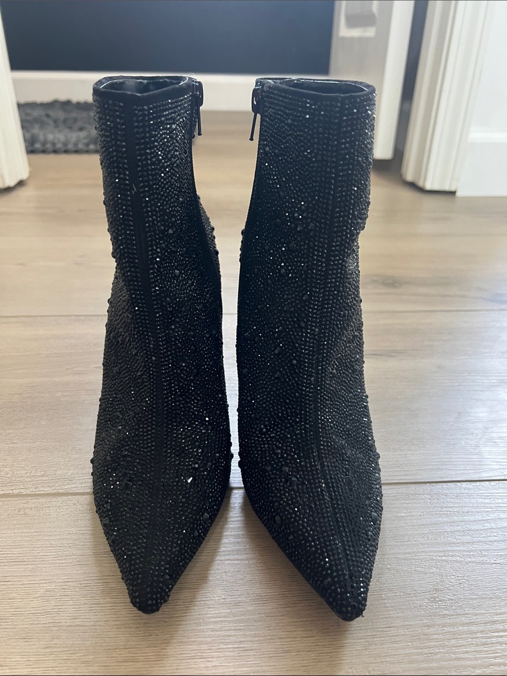 INC International Concepts Black Crystal Stretch Ankle Booties